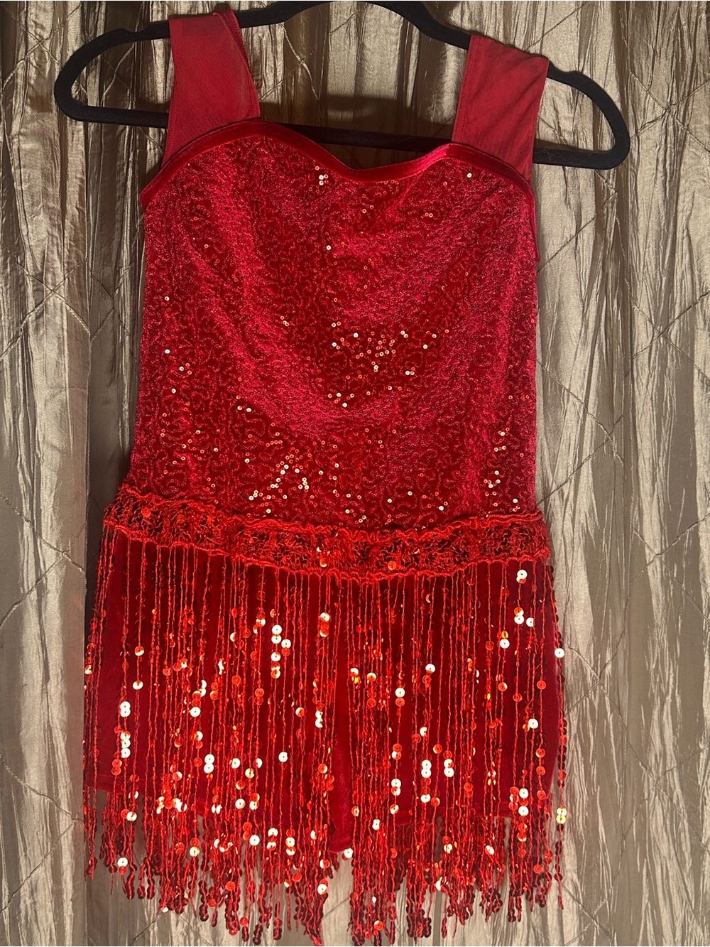 Weissman Red Sequined Fringe Dance Costume